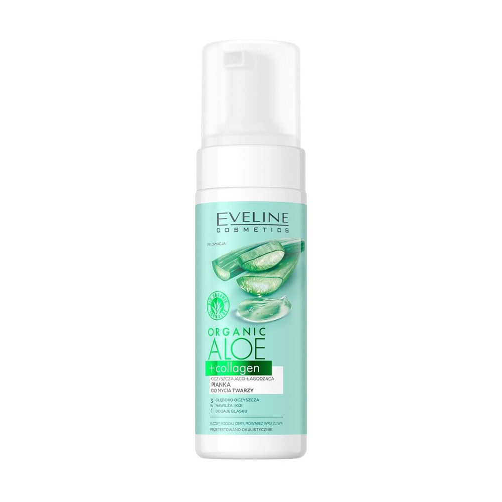 Очищувальна пінка для вмивання Eveline Cosmetics Organic Aloe + Collagen, 150 мл