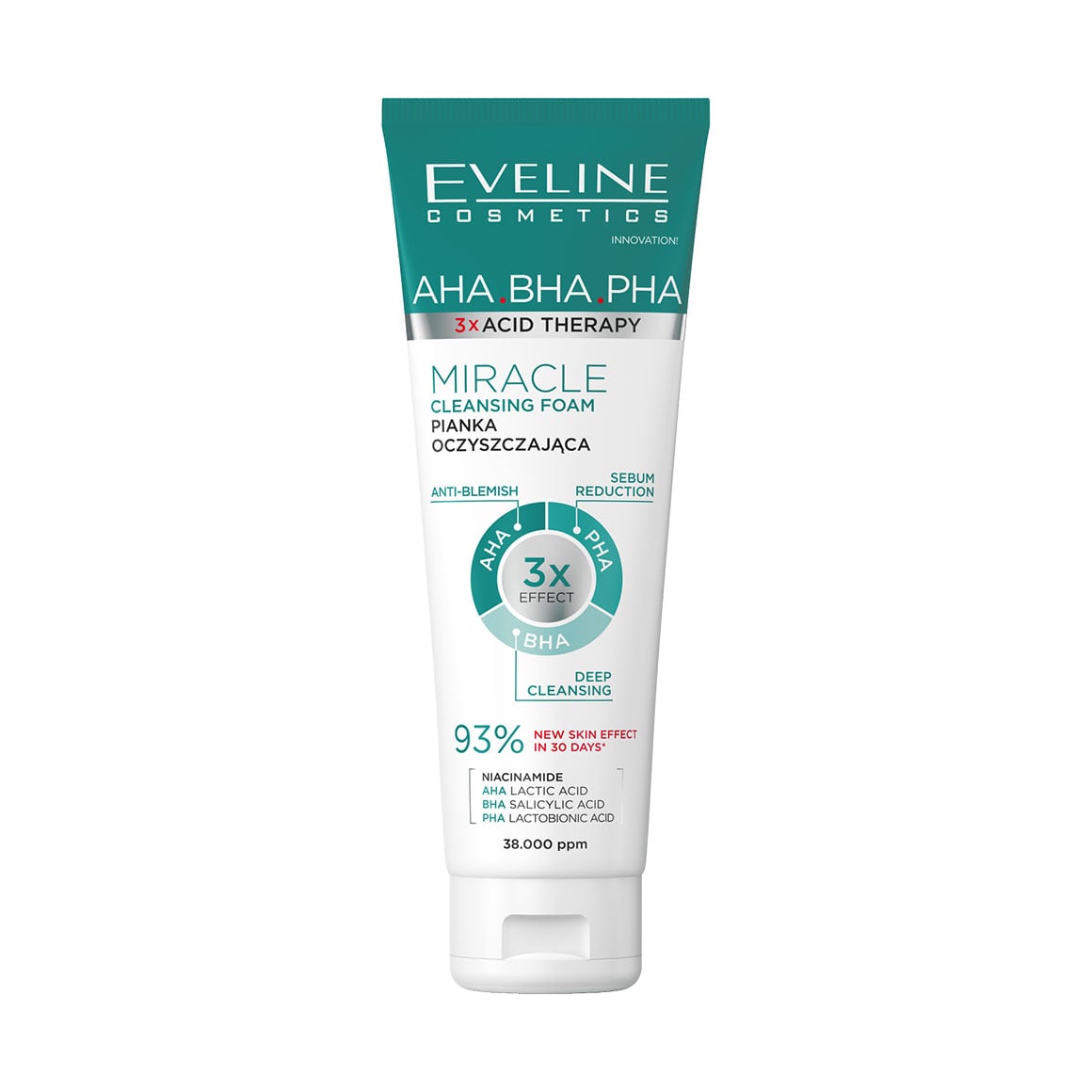 Пінка для вмивання Eveline Cosmetics 3xAcid Therapy AHA-BHA-PHA, 140 мл
